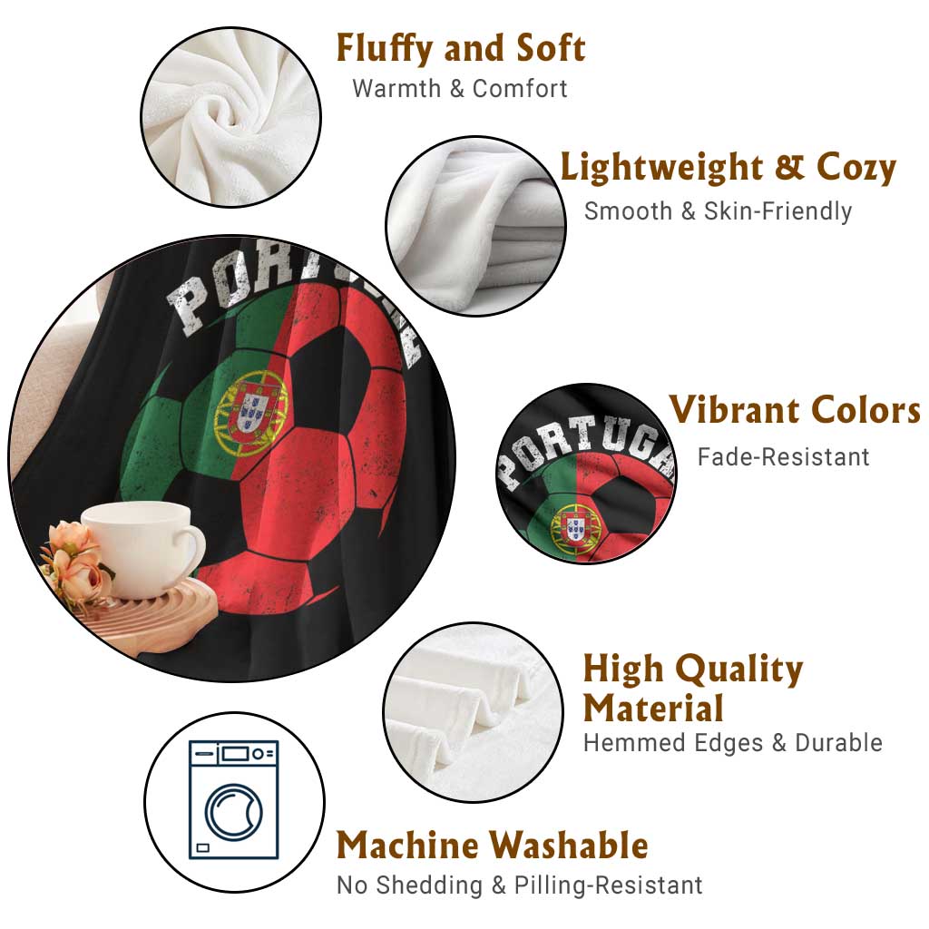 Portugal Soccer Throw Blanket Portuguese Flag Soccer Ball Futebol Football Fan TS10 Print Your Wear