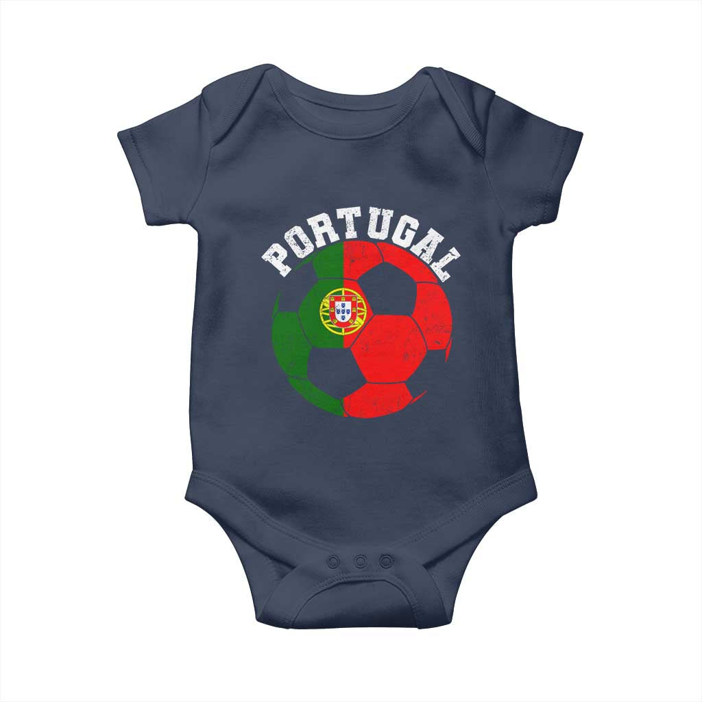 Portugal Soccer Baby Onesie Portuguese Flag Soccer Ball Futebol Football Fan TS10 Navy Print Your Wear