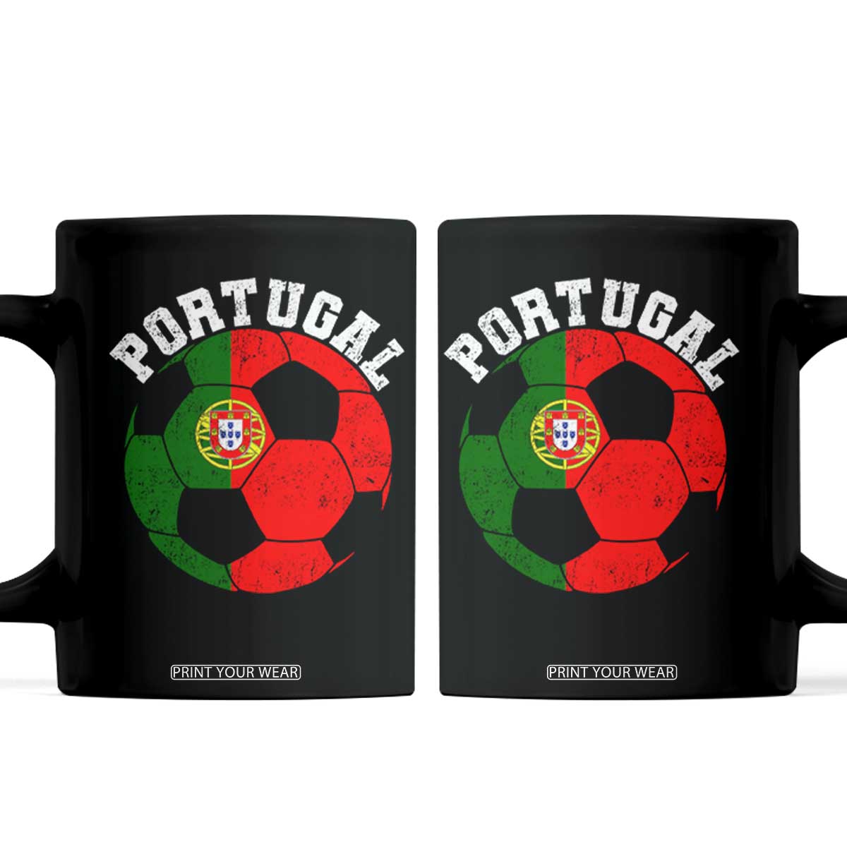 Portugal Soccer Coffee Mug Portuguese Flag Soccer Ball Futebol Football Fan TS10 Black Print Your Wear