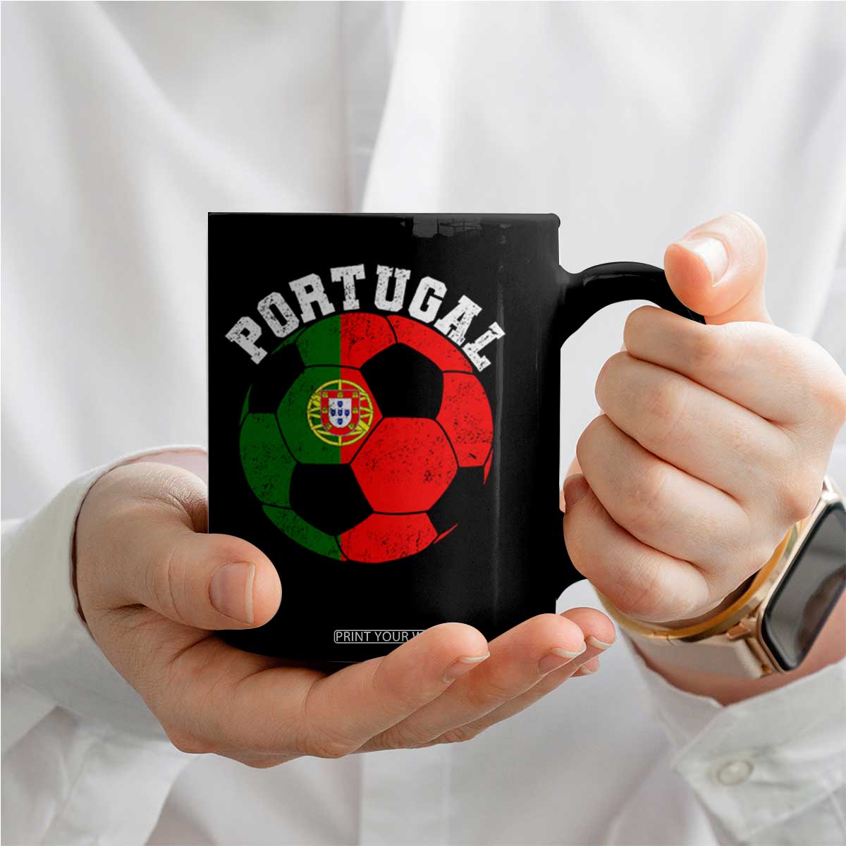 Portugal Soccer Coffee Mug Portuguese Flag Soccer Ball Futebol Football Fan TS10 Print Your Wear
