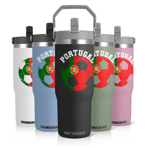 Portugal Soccer Flip Straw Tumbler Portuguese Flag Soccer Ball Futebol Football Fan TS10 Print Your Wear