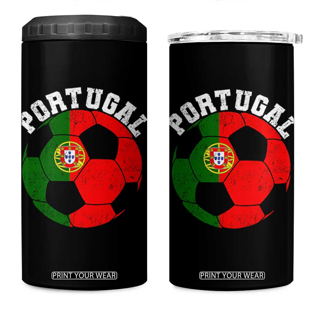 Portugal Soccer 4 in 1 Can Cooler Tumbler Portuguese Flag Soccer Ball Futebol Football Fan TS10 One Size: 16 oz Black Print Your Wear