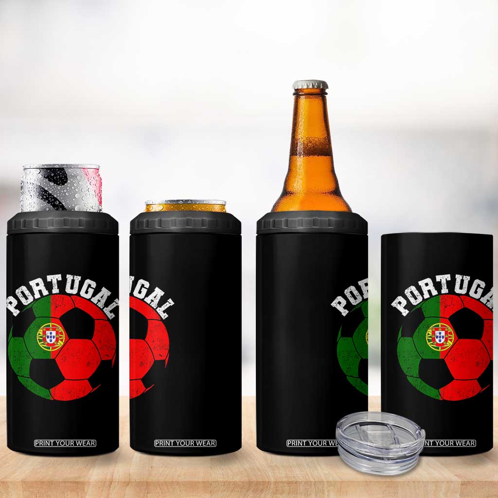Portugal Soccer 4 in 1 Can Cooler Tumbler Portuguese Flag Soccer Ball Futebol Football Fan TS10 Print Your Wear