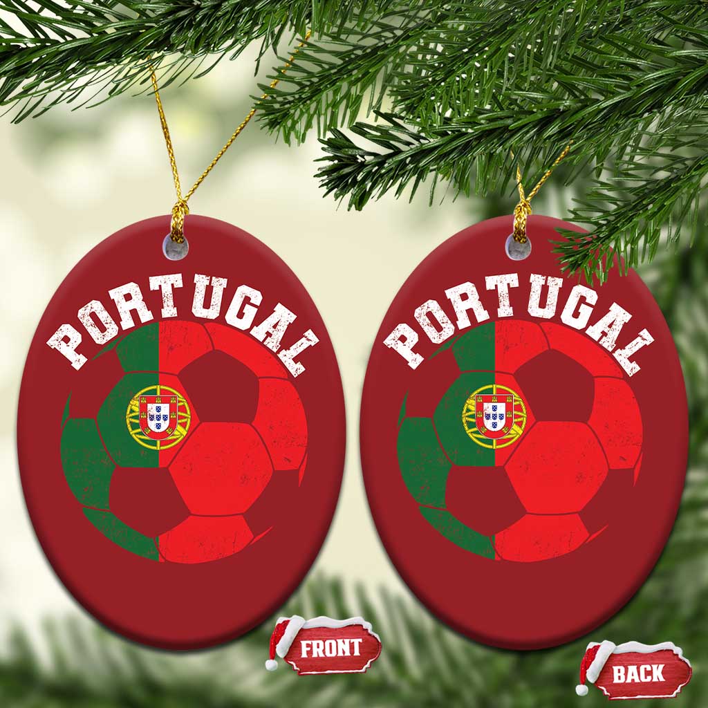 Portugal Soccer Christmas Ornament Portuguese Flag Soccer Ball Futebol Football Fan TS10 Oval Red Print Your Wear