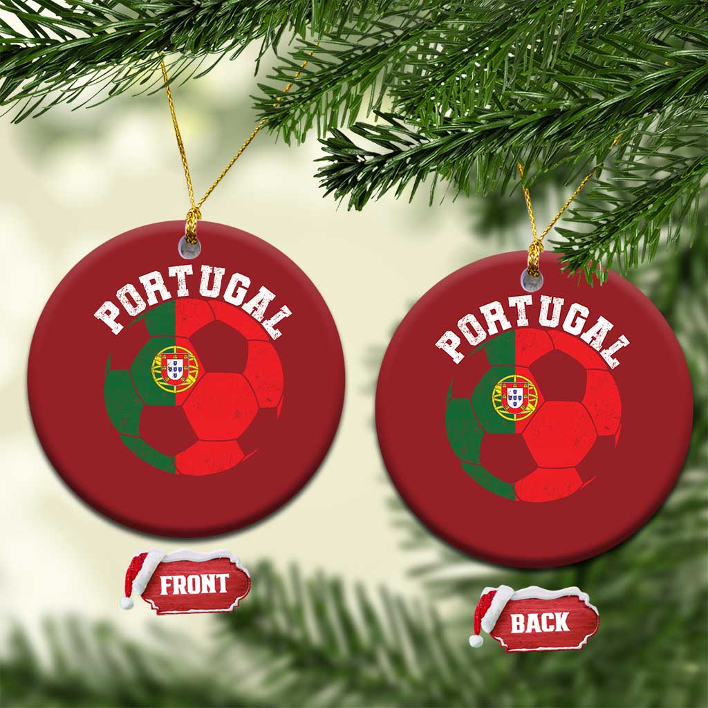 Portugal Soccer Christmas Ornament Portuguese Flag Soccer Ball Futebol Football Fan TS10 Circle Red Print Your Wear