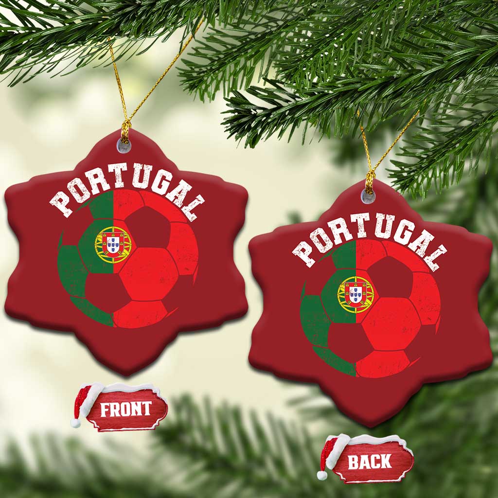 Portugal Soccer Christmas Ornament Portuguese Flag Soccer Ball Futebol Football Fan TS10 Snow Flake Red Print Your Wear