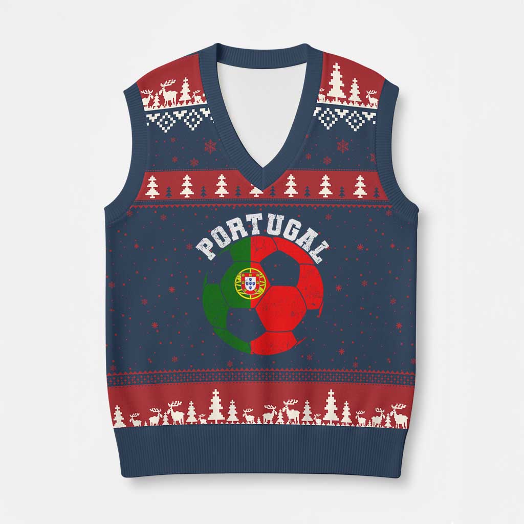 Portugal Soccer V-Neck Knit Sweater Vest Portuguese Flag Soccer Ball Futebol Football Fan TS10 Navy Red Print Your Wear