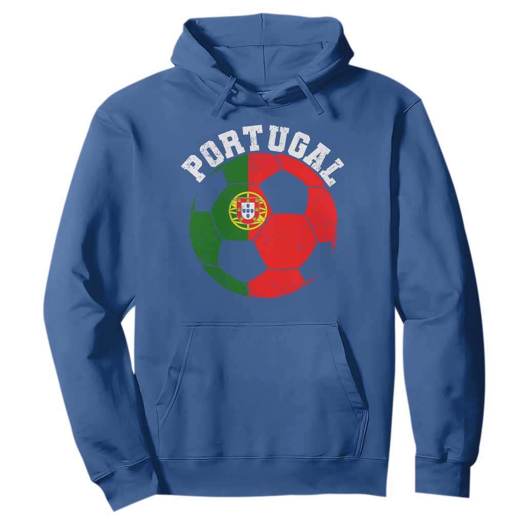 Portugal Soccer Hoodie Portuguese Flag Soccer Ball Futebol Football Fan TS10 Royal Blue Print Your Wear