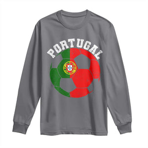 Portugal Soccer Long Sleeve Shirt Portuguese Flag Soccer Ball Futebol Football Fan TS10 Charcoal Print Your Wear