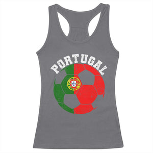 Portugal Soccer Racerback Tank Top Portuguese Flag Soccer Ball Futebol Football Fan TS10 Charcoal Print Your Wear
