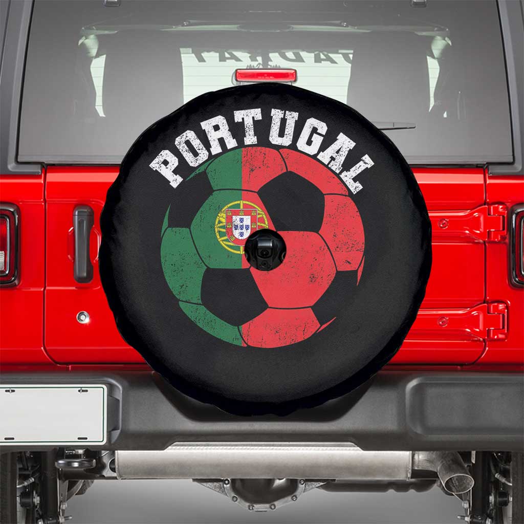Portugal Soccer Spare Tire Cover Portuguese Flag Soccer Ball Futebol Football Fan TS10 Black Print Your Wear