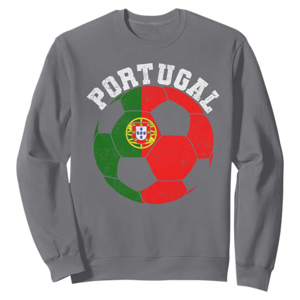 Portugal Soccer Sweatshirt Portuguese Flag Soccer Ball Futebol Football Fan TS10 Charcoal Print Your Wear