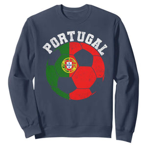 Portugal Soccer Sweatshirt Portuguese Flag Soccer Ball Futebol Football Fan TS10 Navy Print Your Wear