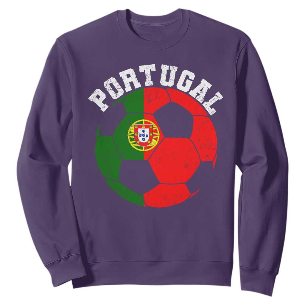 Portugal Soccer Sweatshirt Portuguese Flag Soccer Ball Futebol Football Fan TS10 Purple Print Your Wear