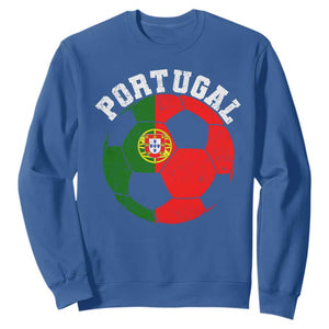 Portugal Soccer Sweatshirt Portuguese Flag Soccer Ball Futebol Football Fan TS10 Royal Blue Print Your Wear
