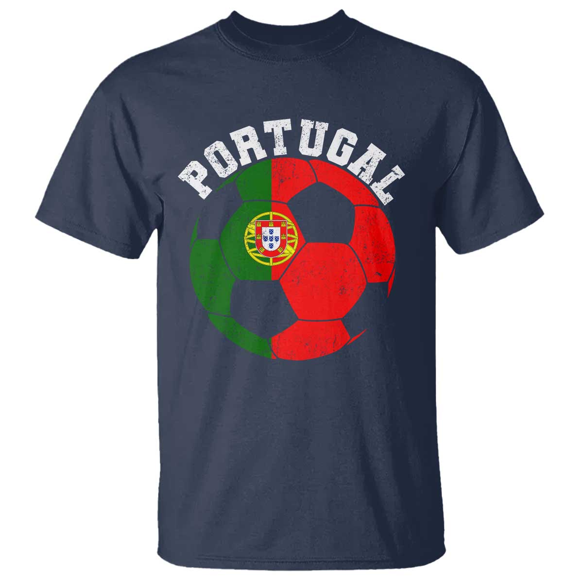 Portugal Soccer T Shirt Portuguese Flag Soccer Ball Futebol Football Fan TS10 Navy Print Your Wear