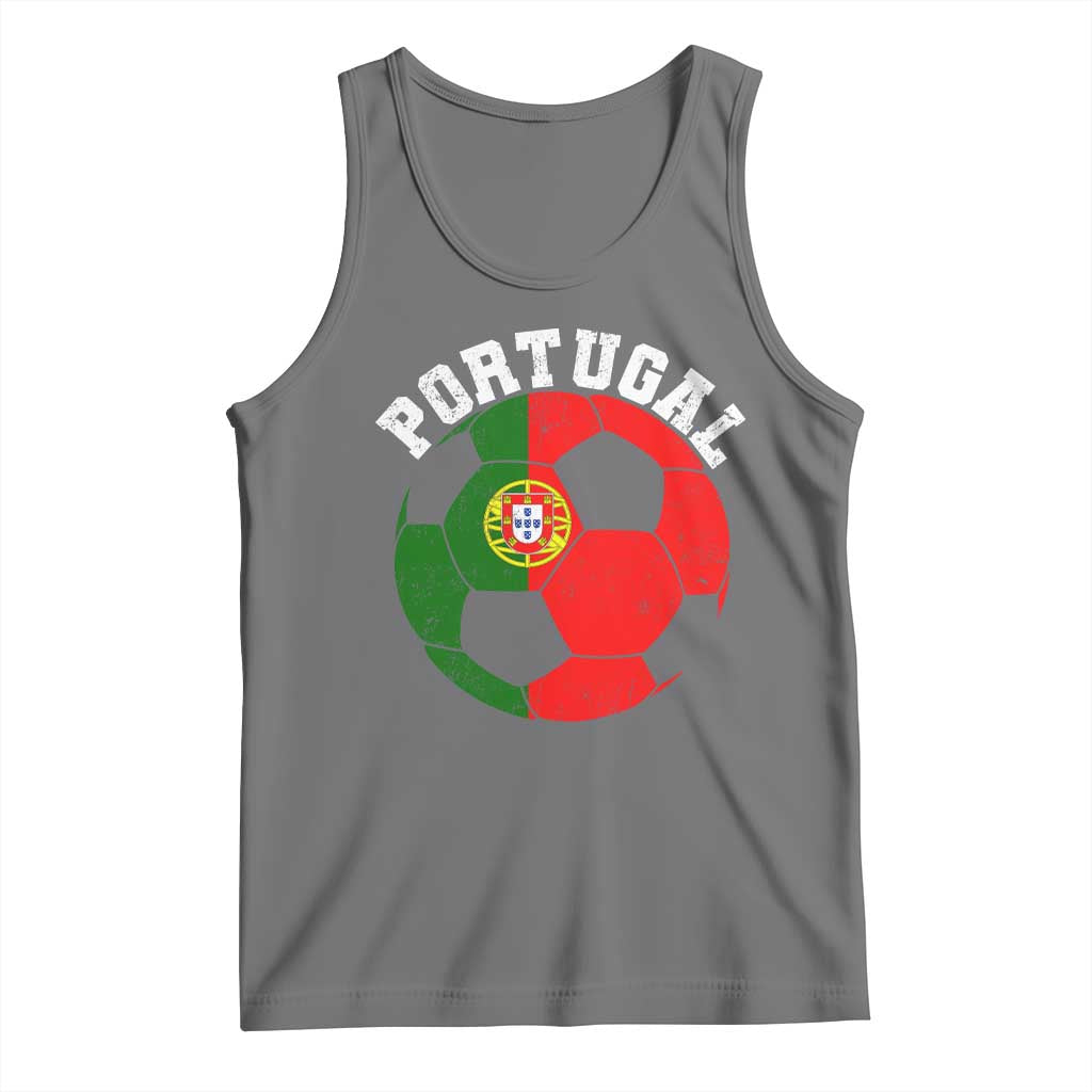 Portugal Soccer Tank Top Portuguese Flag Soccer Ball Futebol Football Fan TS10 Black Heather Print Your Wear
