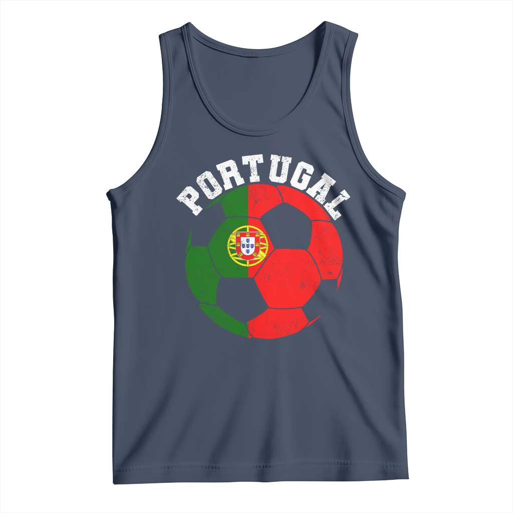 Portugal Soccer Tank Top Portuguese Flag Soccer Ball Futebol Football Fan TS10 Navy Print Your Wear