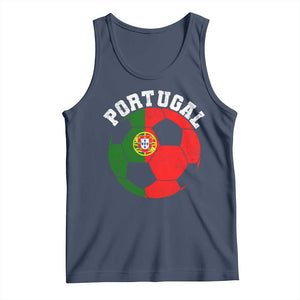 Portugal Soccer Tank Top Portuguese Flag Soccer Ball Futebol Football Fan TS10 Navy Print Your Wear