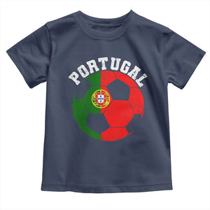 Portugal Soccer Toddler T Shirt Portuguese Flag Soccer Ball Futebol Football Fan TS10 Navy Print Your Wear