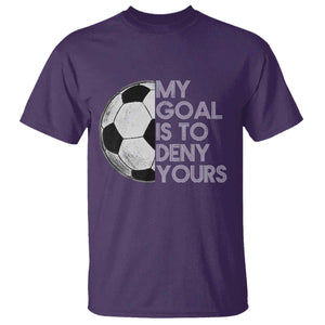 Soccer Goalie T Shirt My Goal Is To Deny Yours Distressed Goalkeeper TS10 Purple Print Your Wear