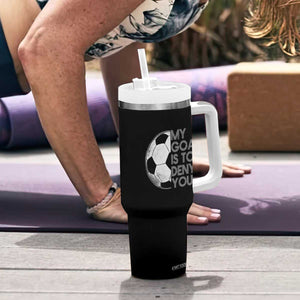 Soccer Goalie Tumbler With Handle My Goal Is To Deny Yours Distressed Goalkeeper TS10 Print Your Wear