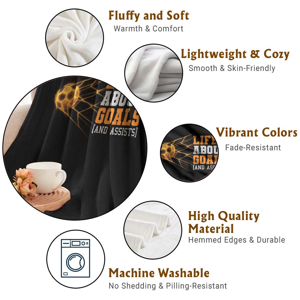 Funny Soccer Throw Blanket Life Is About Goals And Assists Youth Soccer TS10 Print Your Wear