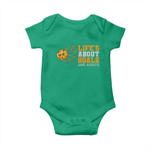 Funny Soccer Baby Onesie Life Is About Goals And Assists Youth Soccer TS10 Irish Green Print Your Wear