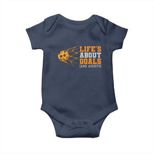 Funny Soccer Baby Onesie Life Is About Goals And Assists Youth Soccer TS10 Navy Print Your Wear