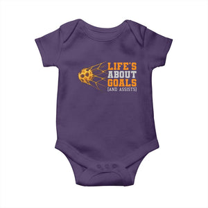 Funny Soccer Baby Onesie Life Is About Goals And Assists Youth Soccer TS10 Purple Print Your Wear