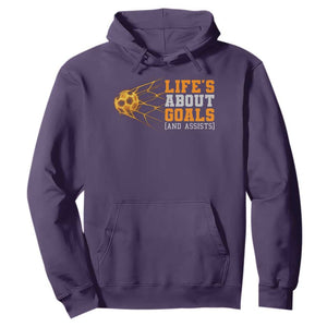 Funny Soccer Hoodie Life Is About Goals And Assists Youth Soccer TS10 Purple Print Your Wear