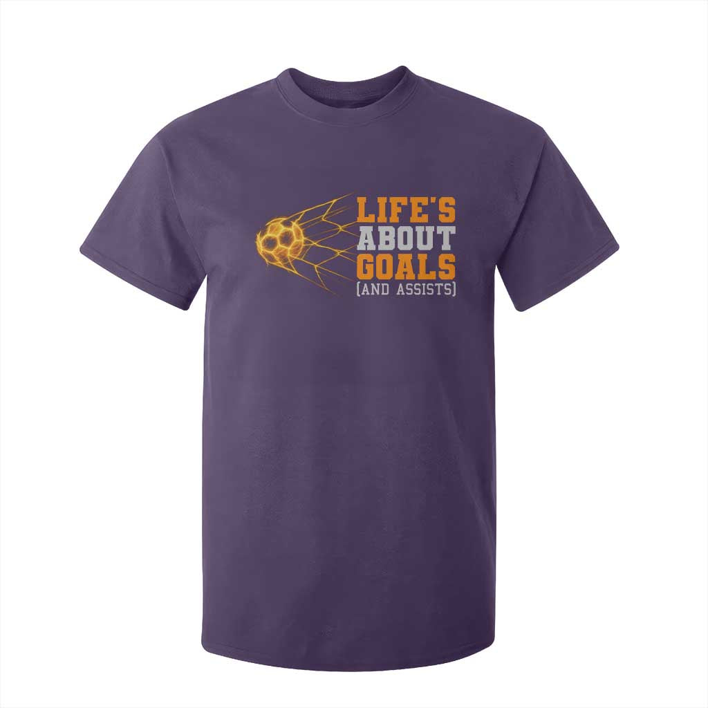 Funny Soccer T Shirt For Kid Life Is About Goals And Assists Youth Soccer TS10 Purple Print Your Wear