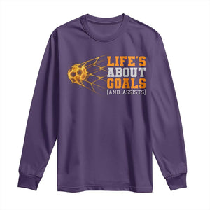 Funny Soccer Long Sleeve Shirt Life Is About Goals And Assists Youth Soccer TS10 Purple Print Your Wear