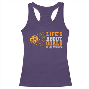 Funny Soccer Racerback Tank Top Life Is About Goals And Assists Youth Soccer TS10 Purple Print Your Wear