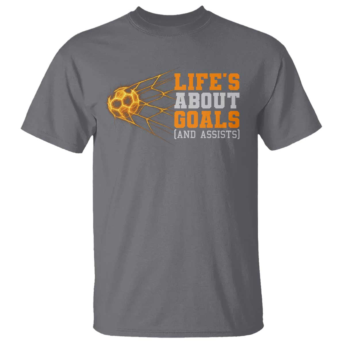 Funny Soccer T Shirt Life Is About Goals And Assists Youth Soccer TS10 Charcoal Print Your Wear