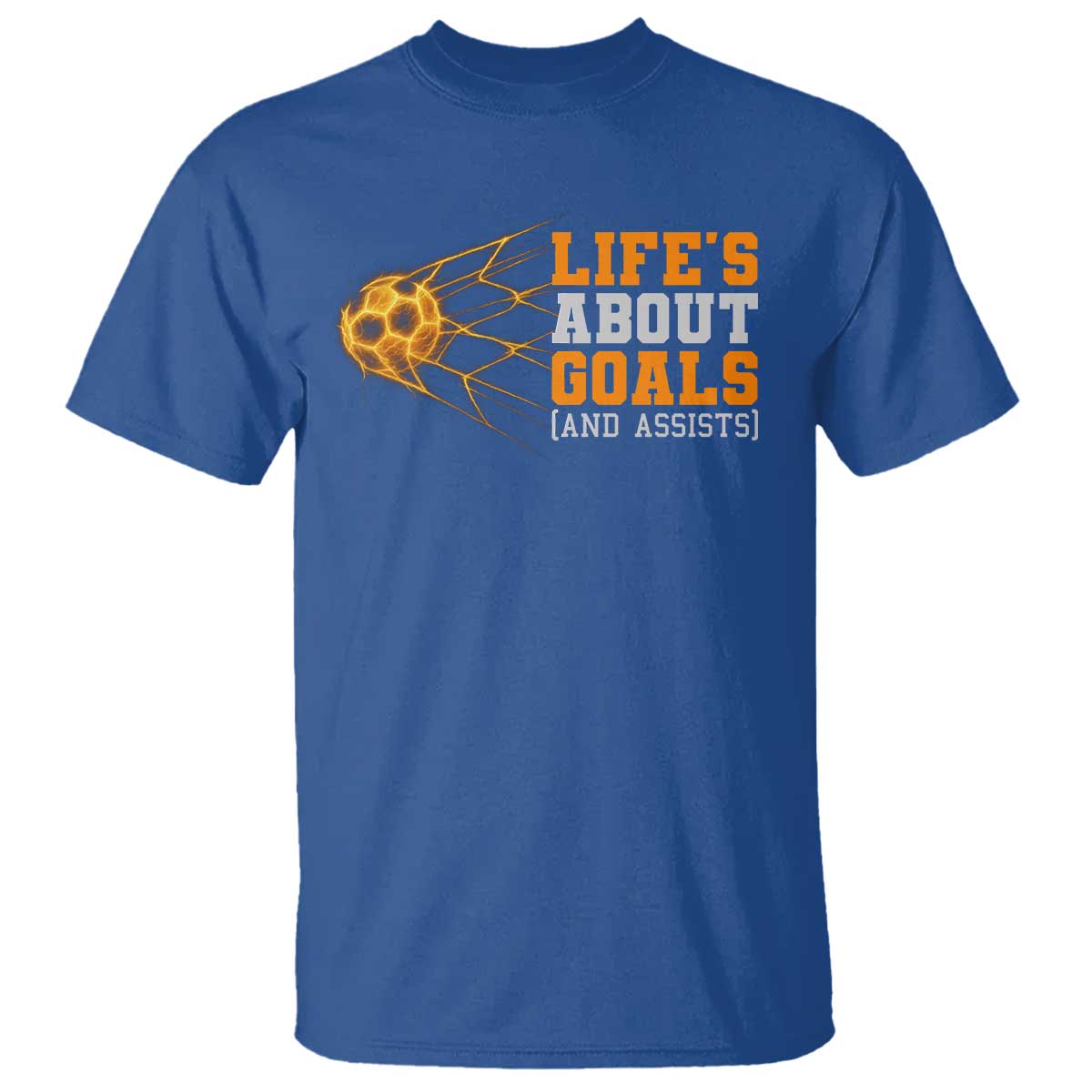 Funny Soccer T Shirt Life Is About Goals And Assists Youth Soccer TS10 Royal Blue Print Your Wear