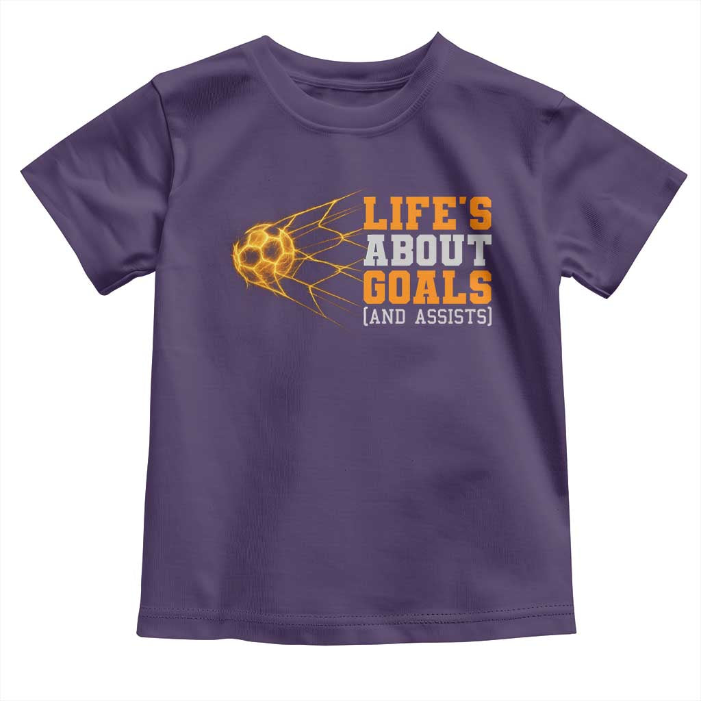 Funny Soccer Toddler T Shirt Life Is About Goals And Assists Youth Soccer TS10 Purple Print Your Wear