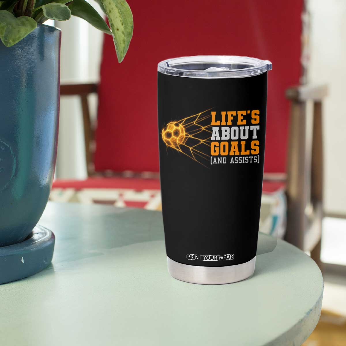 Funny Soccer Tumbler Cup Life Is About Goals And Assists Youth Soccer TS10 Print Your Wear