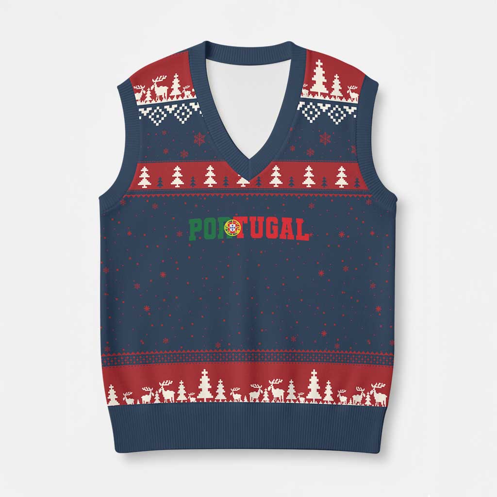 Vintage Portugal V-Neck Knit Sweater Vest Classic Portuguese Flag Retro Varsity Futebol TS10 Navy Red Print Your Wear