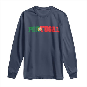 Vintage Portugal Long Sleeve Shirt Classic Portuguese Flag Retro Varsity Futebol TS10 Navy Print Your Wear