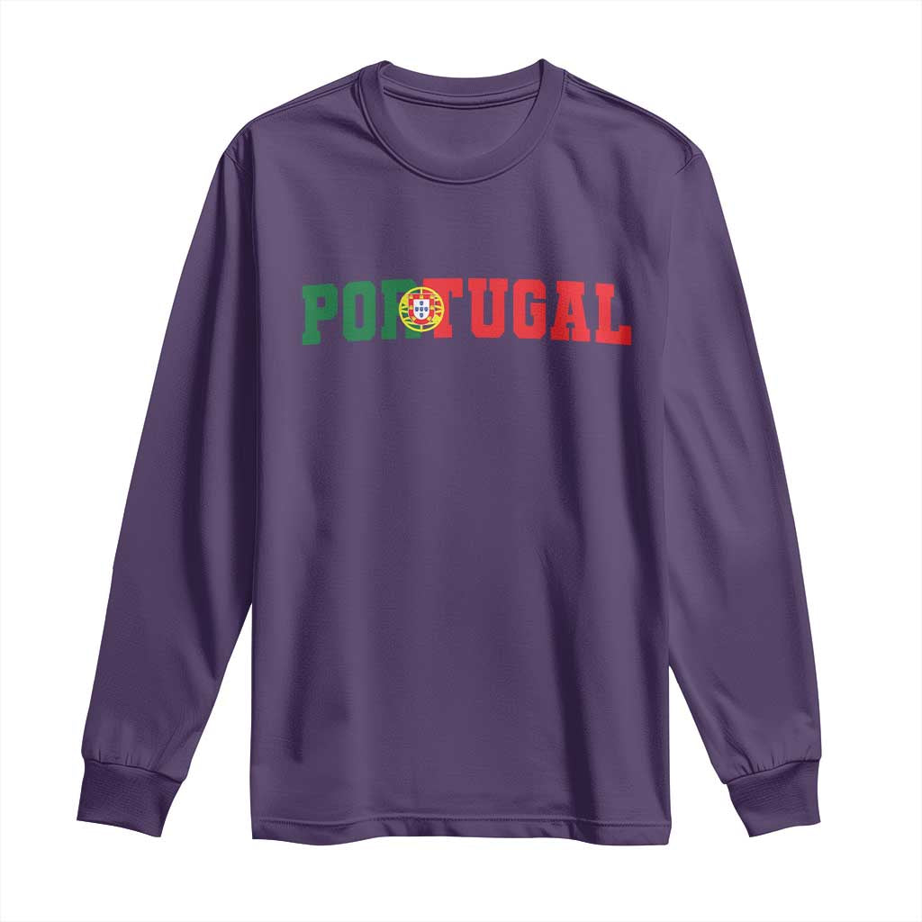 Vintage Portugal Long Sleeve Shirt Classic Portuguese Flag Retro Varsity Futebol TS10 Purple Print Your Wear