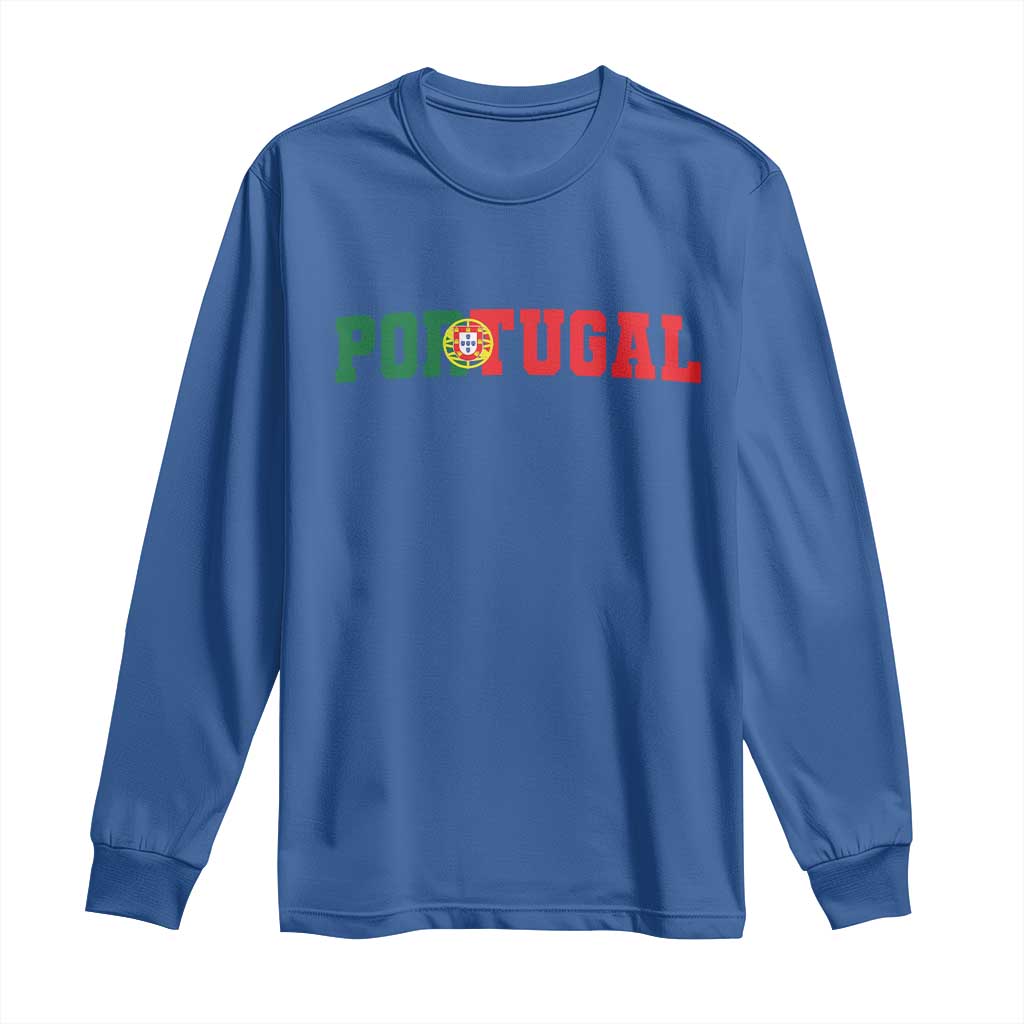 Vintage Portugal Long Sleeve Shirt Classic Portuguese Flag Retro Varsity Futebol TS10 Royal Blue Print Your Wear