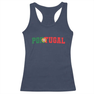 Vintage Portugal Racerback Tank Top Classic Portuguese Flag Retro Varsity Futebol TS10 Navy Print Your Wear
