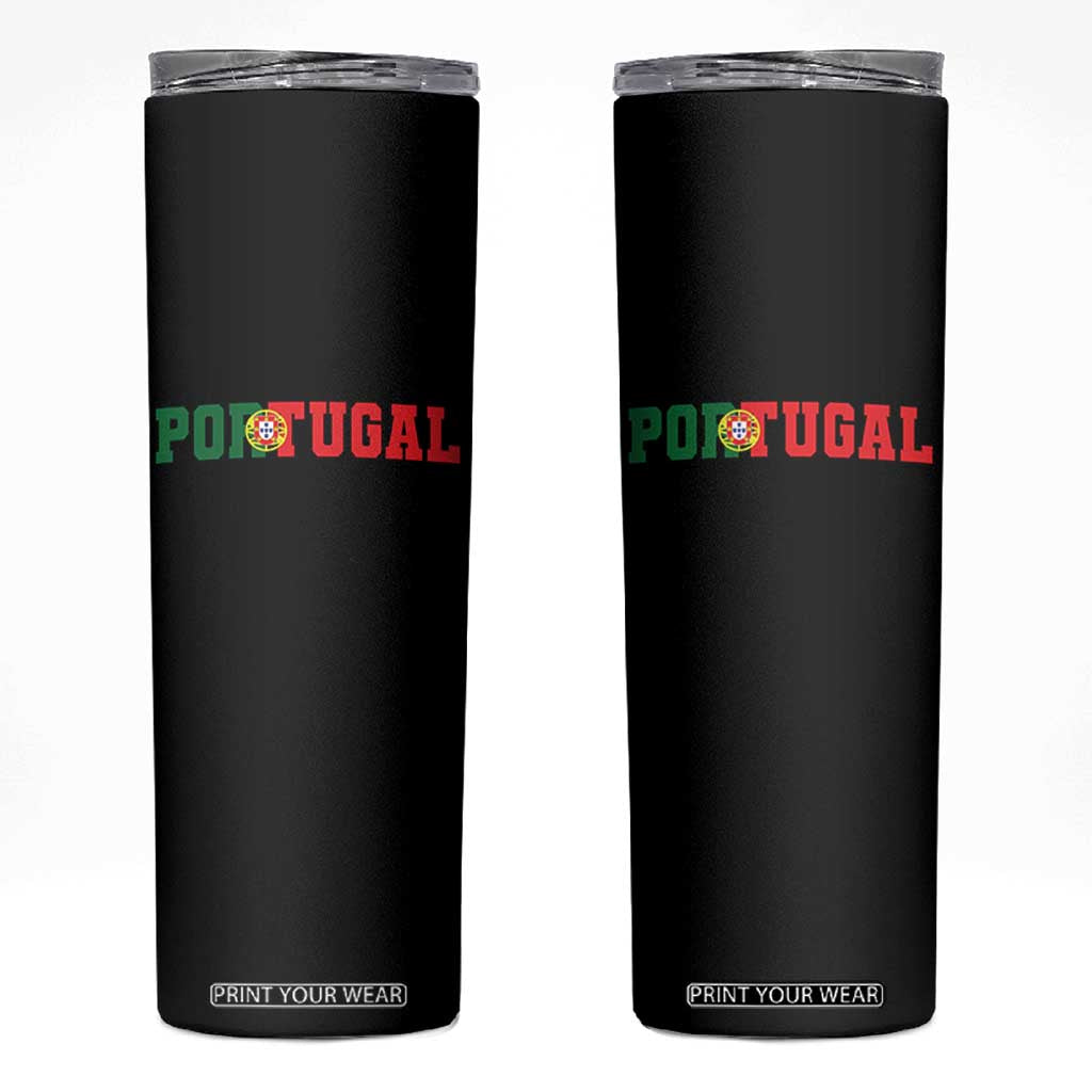 Vintage Portugal Skinny Tumbler Classic Portuguese Flag Retro Varsity Futebol TS10 Black Print Your Wear