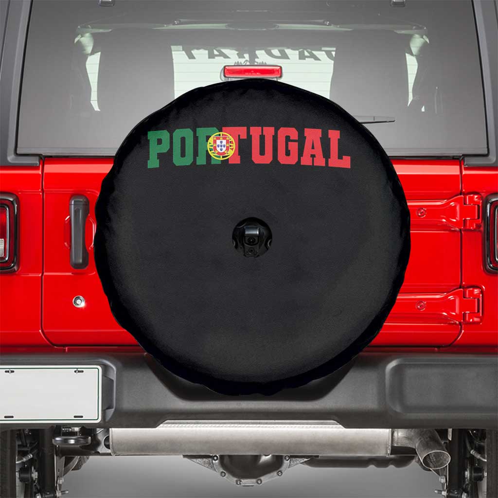 Vintage Portugal Spare Tire Cover Classic Portuguese Flag Retro Varsity Futebol TS10 Black Print Your Wear