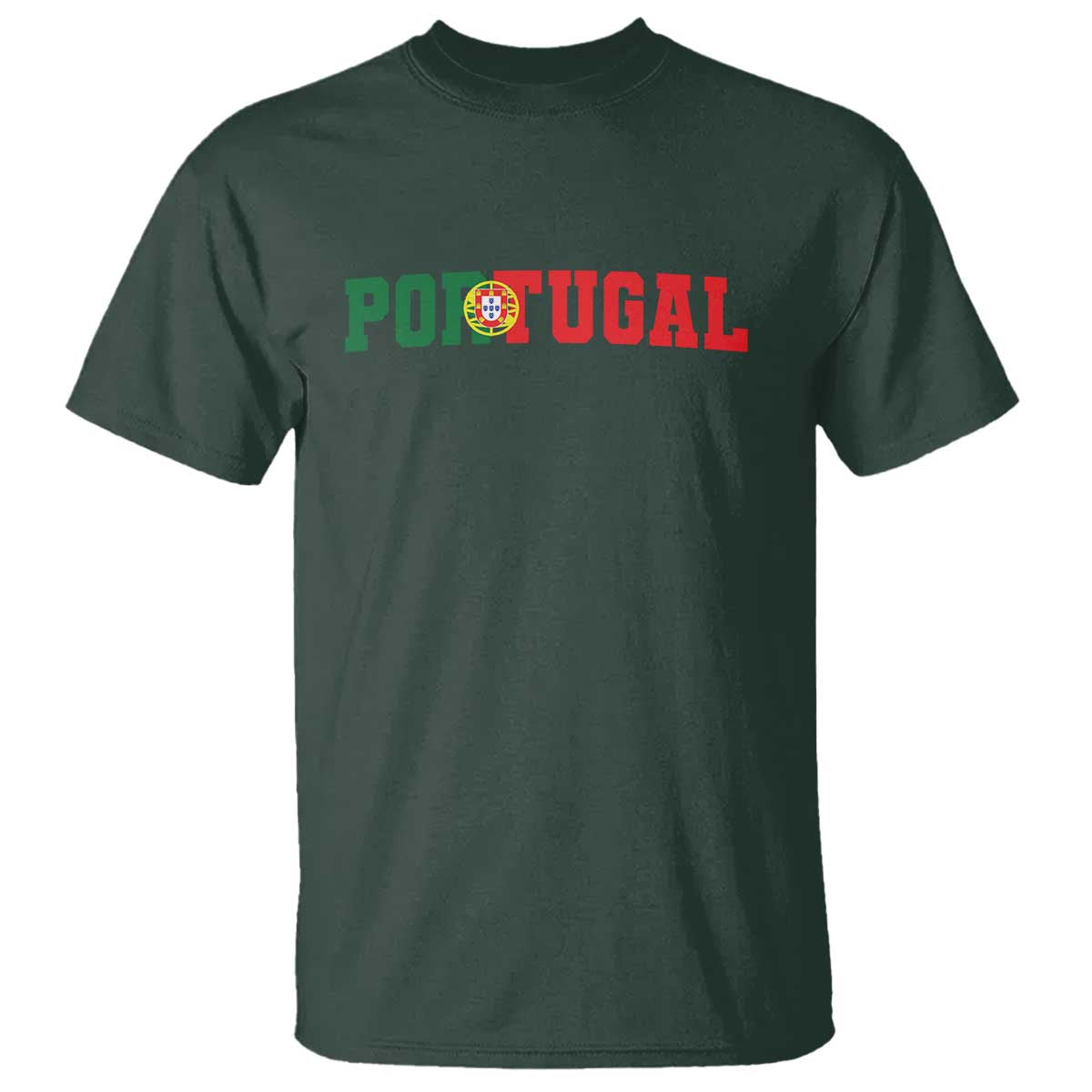 Vintage Portugal T Shirt Classic Portuguese Flag Retro Varsity Futebol TS10 Dark Forest Green Print Your Wear