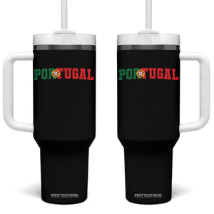 Vintage Portugal Tumbler With Handle Classic Portuguese Flag Retro Varsity Futebol TS10 One Size: 40 oz Black Print Your Wear