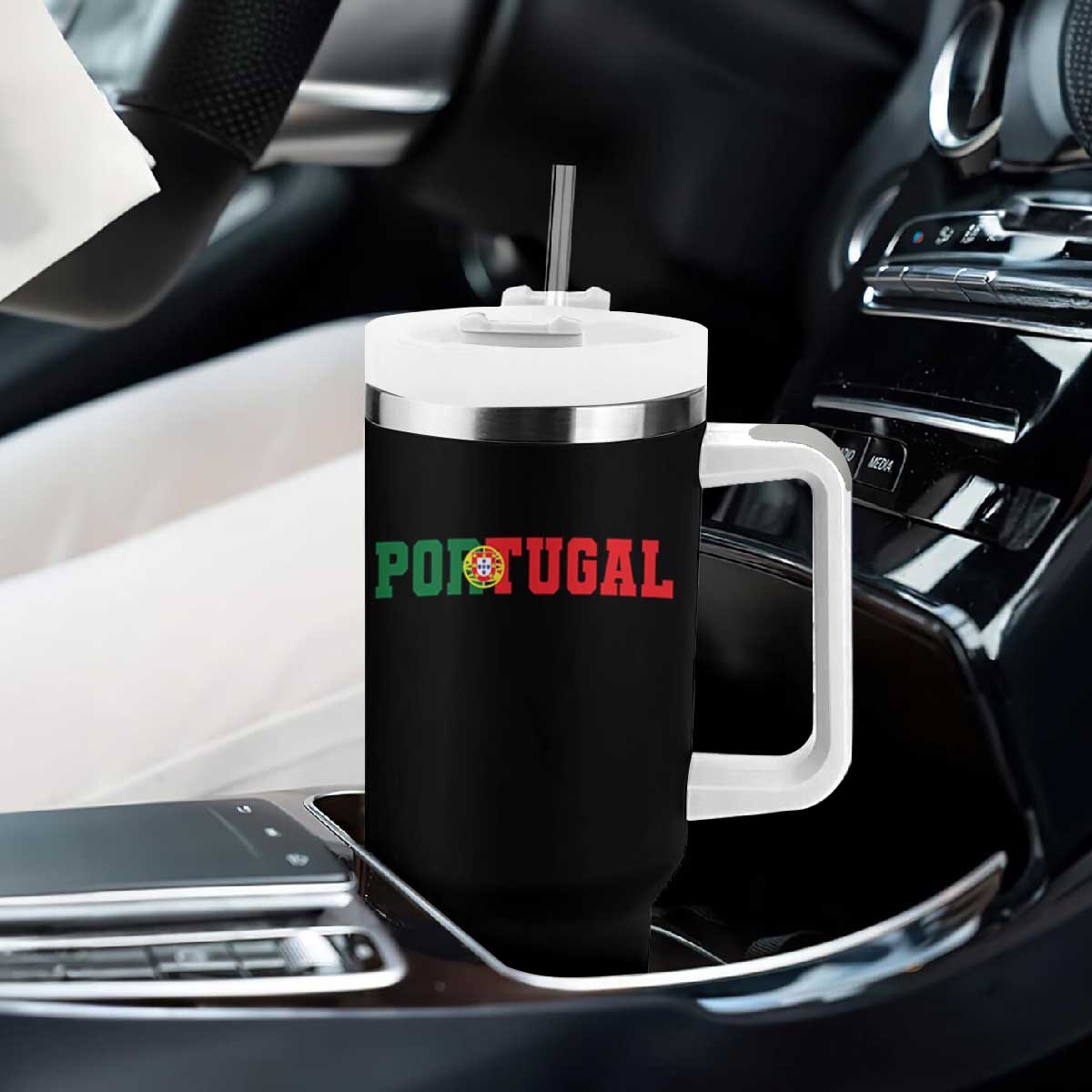 Vintage Portugal Tumbler With Handle Classic Portuguese Flag Retro Varsity Futebol TS10 Print Your Wear