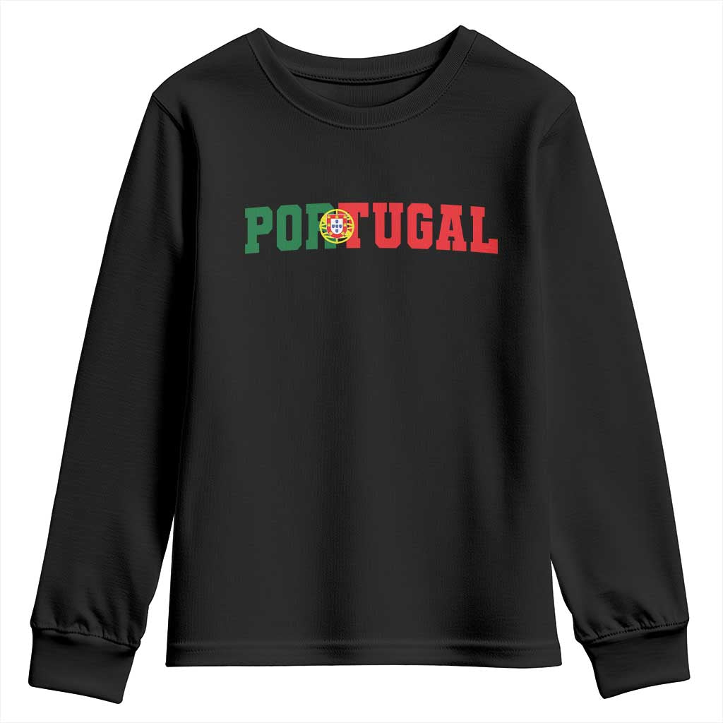 Vintage Portugal Youth Sweatshirt Classic Portuguese Flag Retro Varsity Futebol TS10 Black Print Your Wear