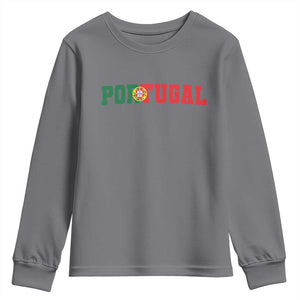 Vintage Portugal Youth Sweatshirt Classic Portuguese Flag Retro Varsity Futebol TS10 Charcoal Print Your Wear